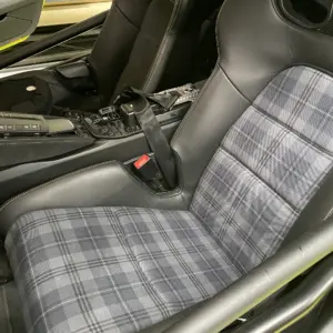 Bezüge für Innenflächen passend für Porsche Vollschalensitz mit Bezugsstoff Schottenkaro blau - grau