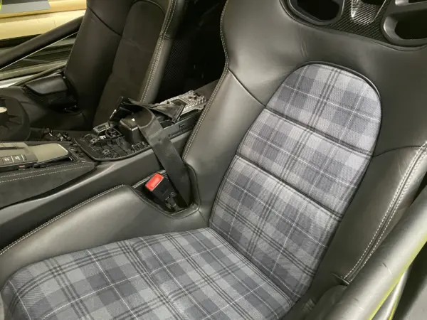 Bezüge für Innenflächen passend für Porsche Vollschalensitz mit Bezugsstoff Schottenkaro blau - grau