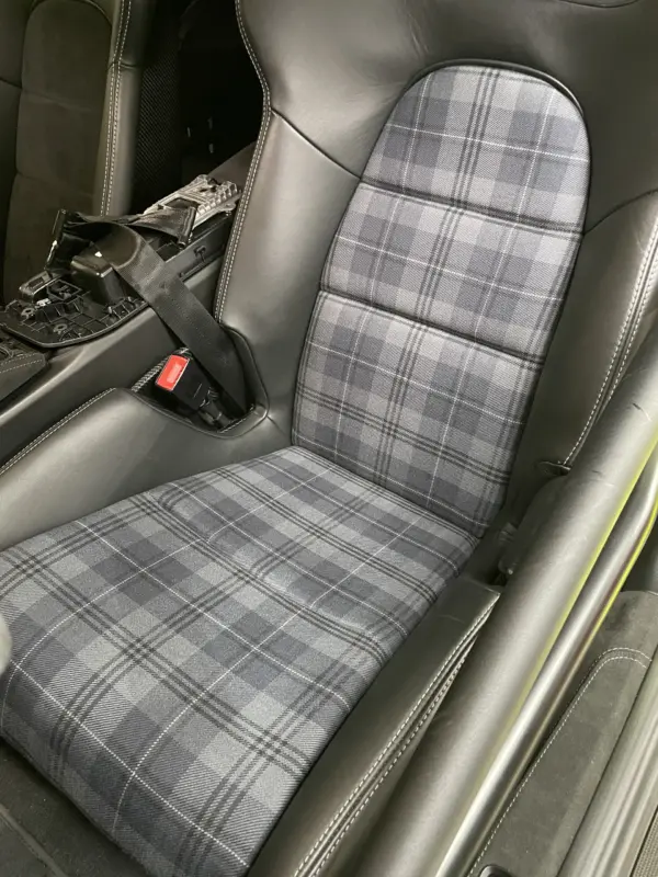 Bezüge für Innenflächen passend für Porsche Vollschalensitz mit Bezugsstoff Schottenkaro blau - grau