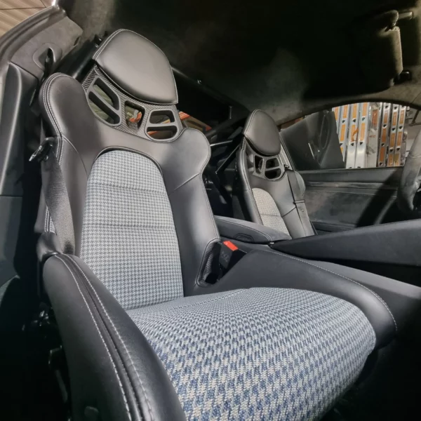 Innenflächen passend für Porsche Vollschalensitz mit Bezugsstoff Hahnentritt blau – Bild 2