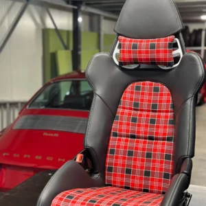 Innenflächen passend für Porsche Vollschalensitz mit Bezugsstoff Schottenkaro rot SLM