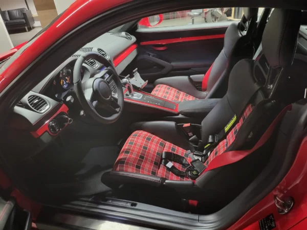 Innenflächen passend für Porsche Vollschalensitz mit Bezugsstoff Schottenkaro rot SLM – Bild 9