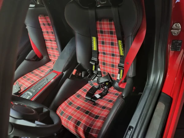 Innenflächen passend für Porsche Vollschalensitz mit Bezugsstoff Schottenkaro rot SLM – Bild 10