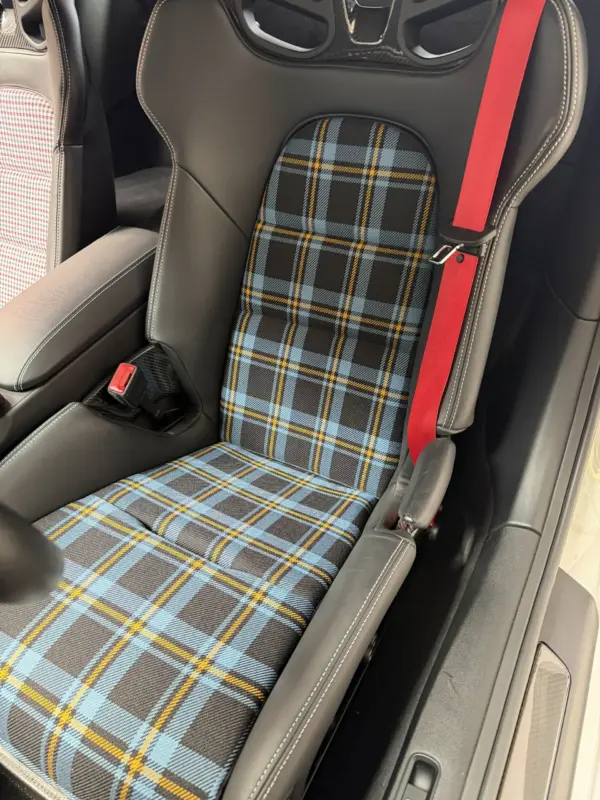 Bezüge für Innenflächen passend für Porsche Vollschalensitz mit Bezugsstoff Schottenkaro blau - gelb