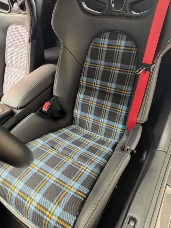 Bezüge für Innenflächen passend für Porsche Vollschalensitz mit Bezugsstoff Schottenkaro blau - gelb