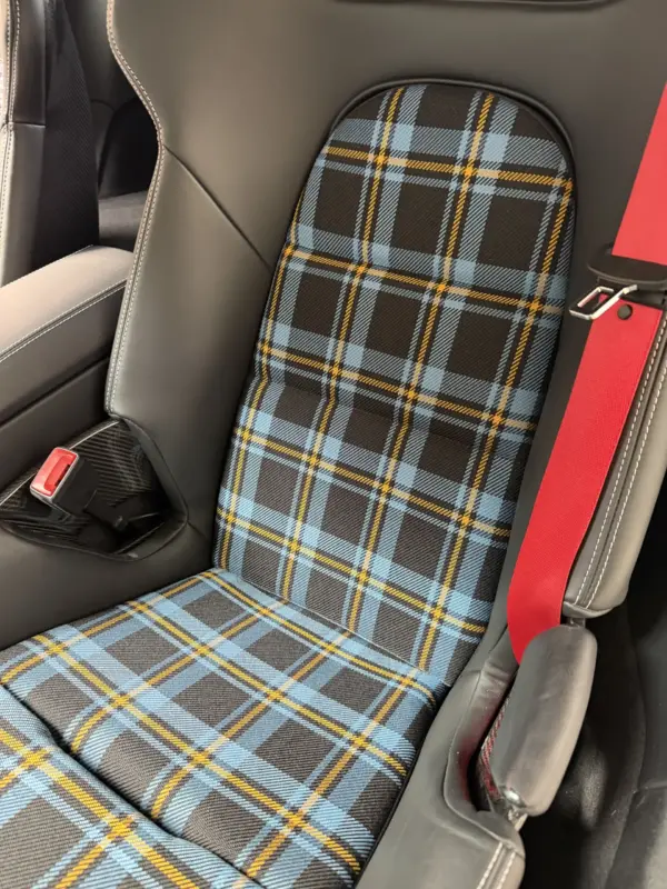 Bezüge für Innenflächen passend für Porsche Vollschalensitz mit Bezugsstoff Schottenkaro blau - gelb