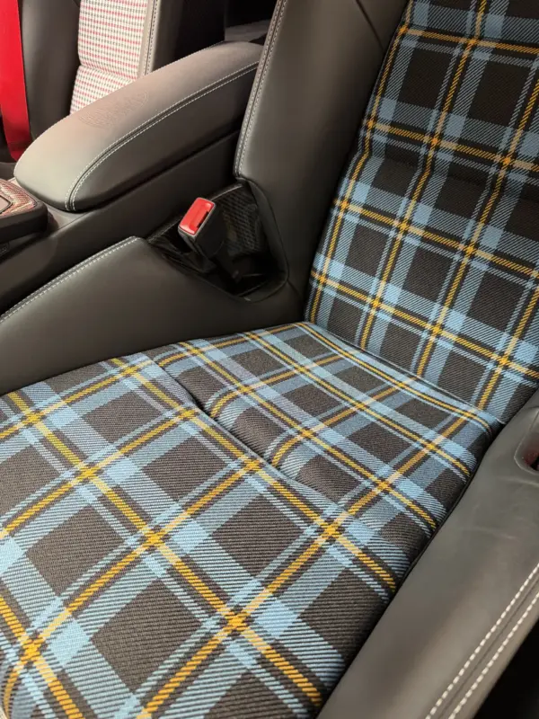 Bezüge für Innenflächen passend für Porsche Vollschalensitz mit Bezugsstoff Schottenkaro blau - gelb