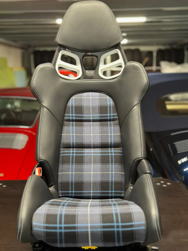 Innenflächen passend für Porsche Vollschalensitz mit Bezugsstoff Schottenkaro blau PA
