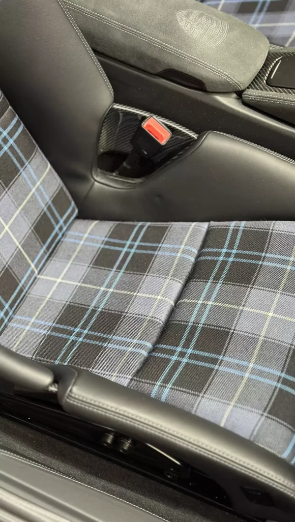 Innenflächen passend für Porsche Vollschalensitz mit Bezugsstoff Schottenkaro blau PA – Bild 12