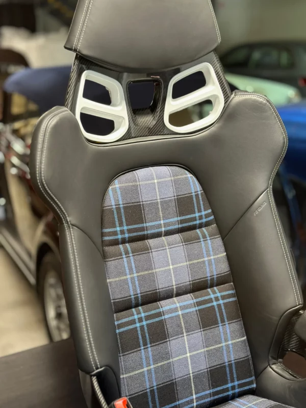 Innenflächen passend für Porsche Vollschalensitz mit Bezugsstoff Schottenkaro blau PA – Bild 13