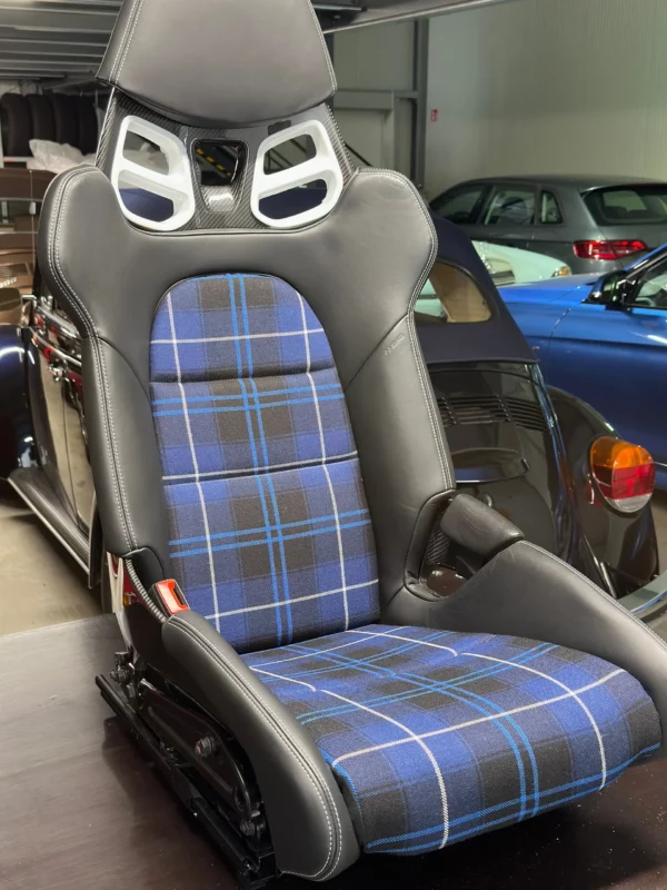 Innenflächen passend für Porsche Vollschalensitz mit Bezugsstoff Schottenkaro blau PM